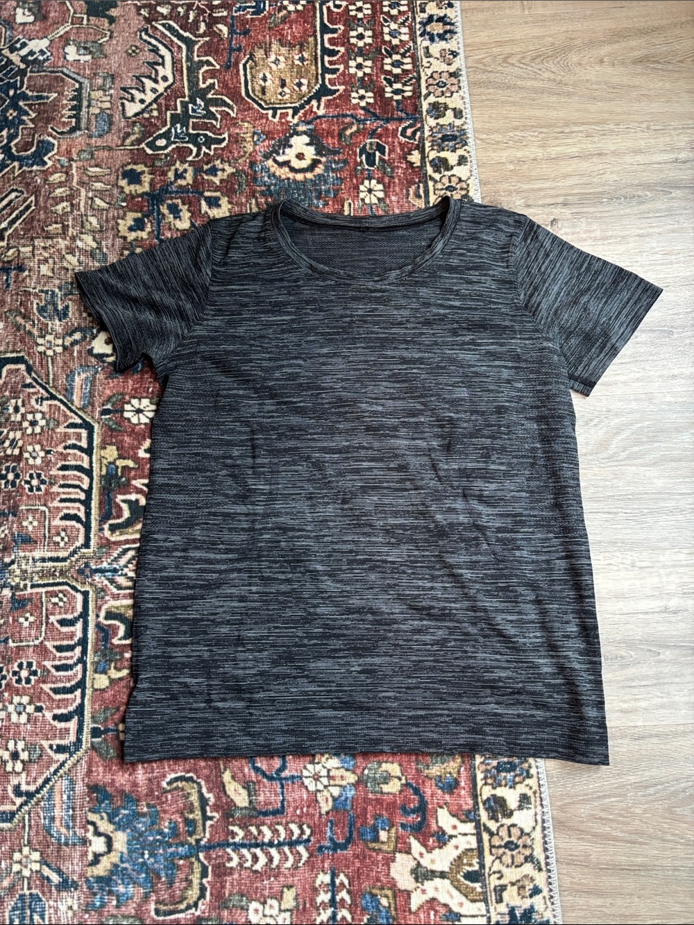 lululemon athletica Black Heathered Short Sleeve Relaxed Swiftly
